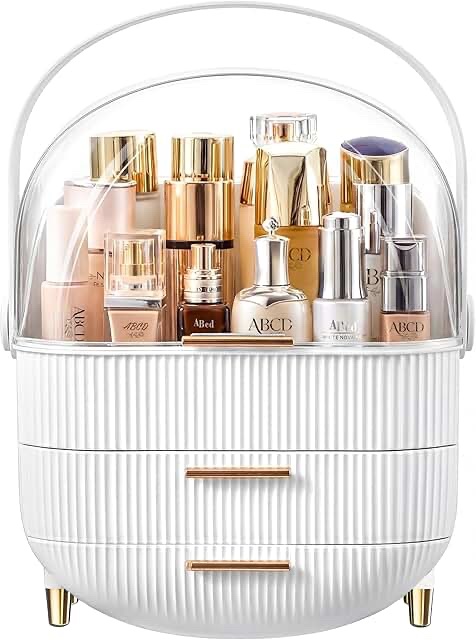 Amazon.com: DwellStudio Dustproof Makeup Organizer for Cosmetics and Skincare - Stylish Storage Solution for Your Beauty Essentials, Oval White : Beauty & Personal Care