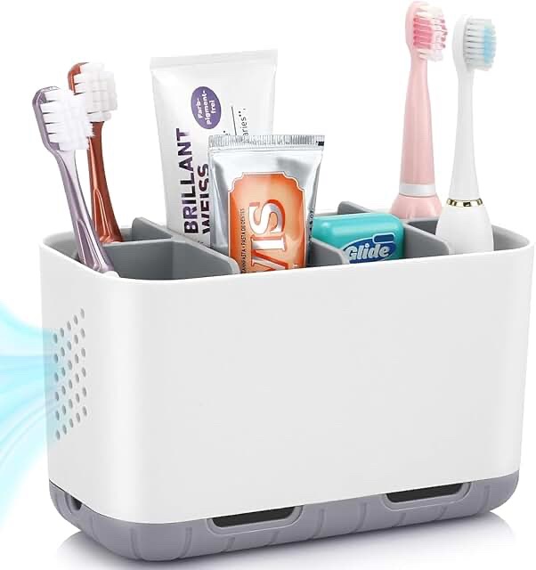 Amazon 6-Slot Toothbrush Holder with Front Ledge