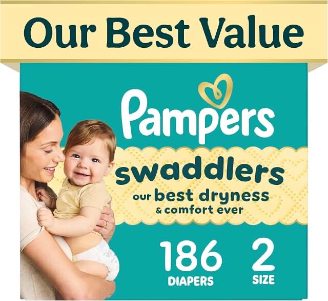 Pampers Swaddlers Size 2 186  Diapers