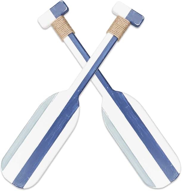 Nautical Style Wooden Oar Wall Hanging Set (Blue)