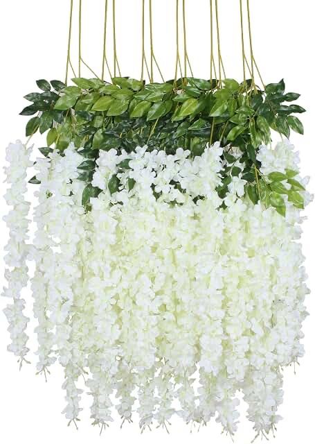 Artificial White Wisteria Flower Hanging Vine Garland
