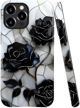 Stained Glass Style Black Rose Mobile Phone Case