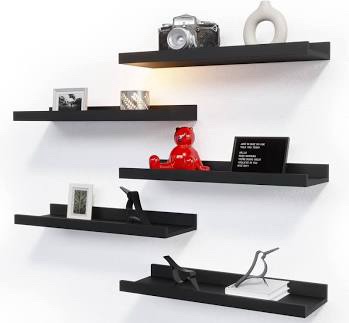 Richer Rouse 5-Pack Floating Wall Shelves - Black