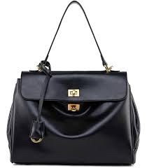 Hedexe Black Handbag with Turn-Lock Closure and Dust Bag