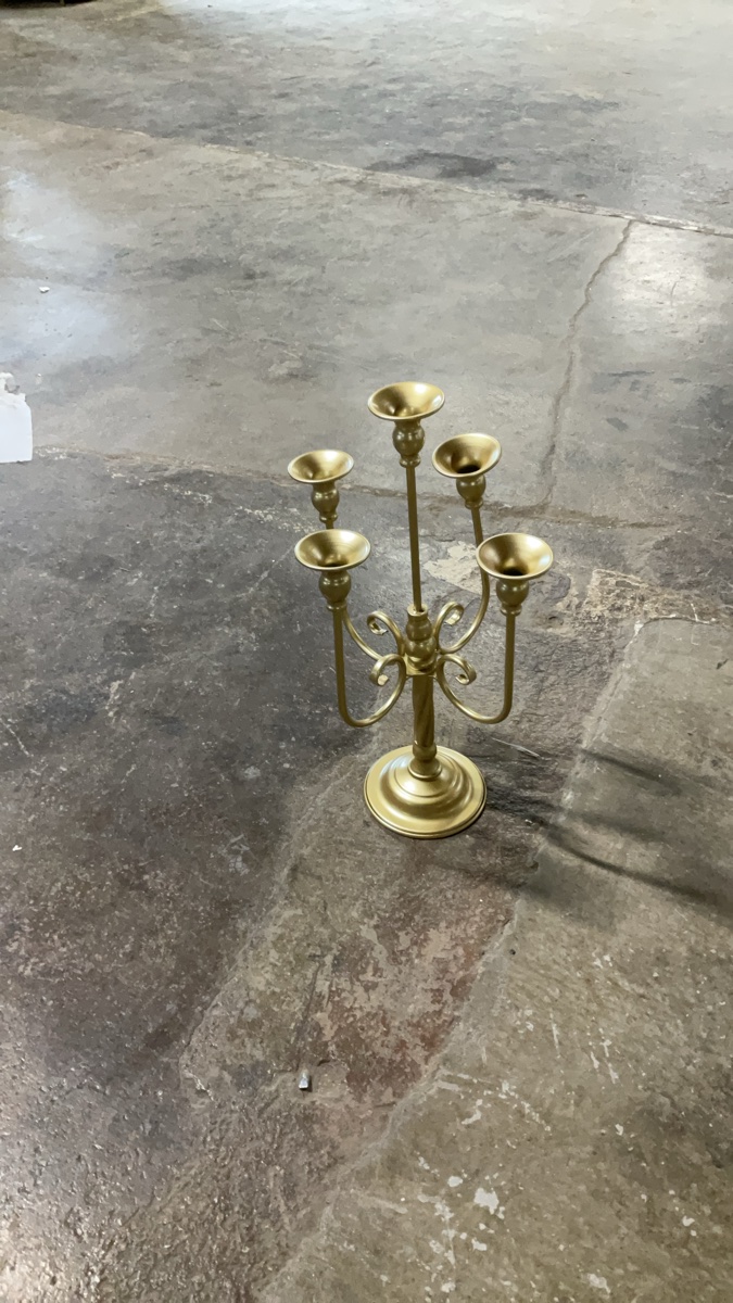 Set of 2 Gold-Tone Brass Scrolled Candle Holders / Candelabras