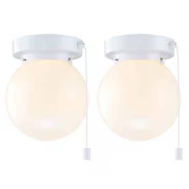 Project Source 6in Globe Flushmount Lights, White Finish, 2 Count