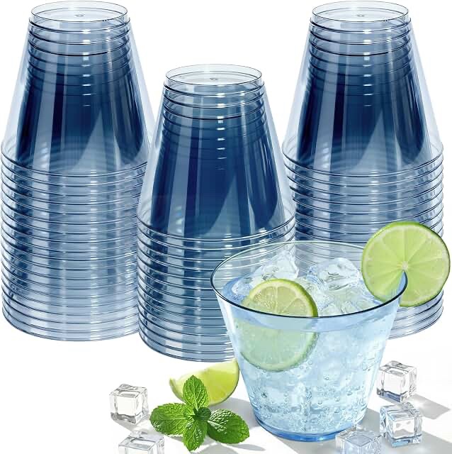 Stack of 20 Blue Plastic Disposable Party Cups