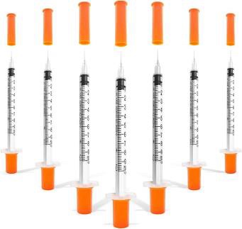 Disposable Syringes with Needles - U-100 31G 1ml/cc 5/16" (8mm) - 100 Count