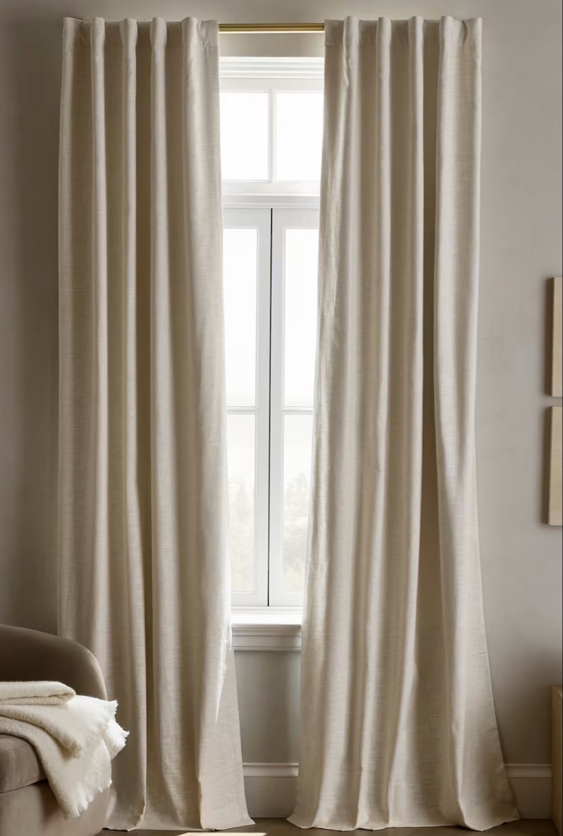 Quince Textured Off-White/Cream Curtains or Drapes with Lining 48x96