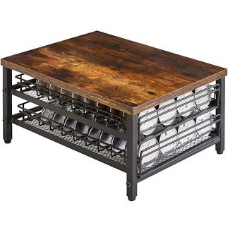 IBUYKE 2-Tier Coffee Pod Organizer in Rustic Brown