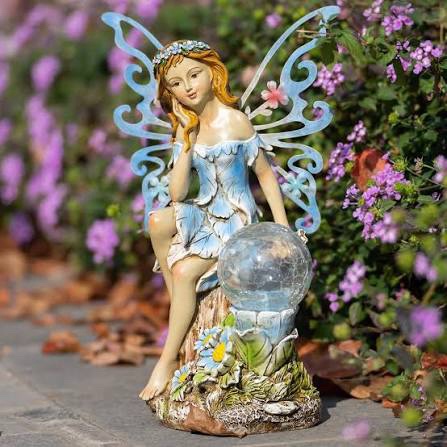 (Globe broke off)Suyorpe Garden Flower Fairy Garden Porch Decorations Gift