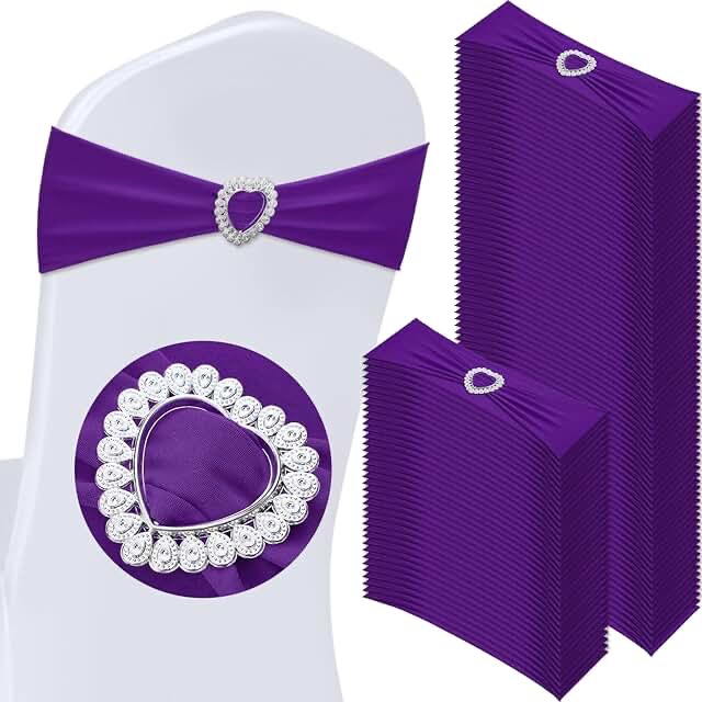 Decorative Chair Sash with Rhinestone Heart Buckle