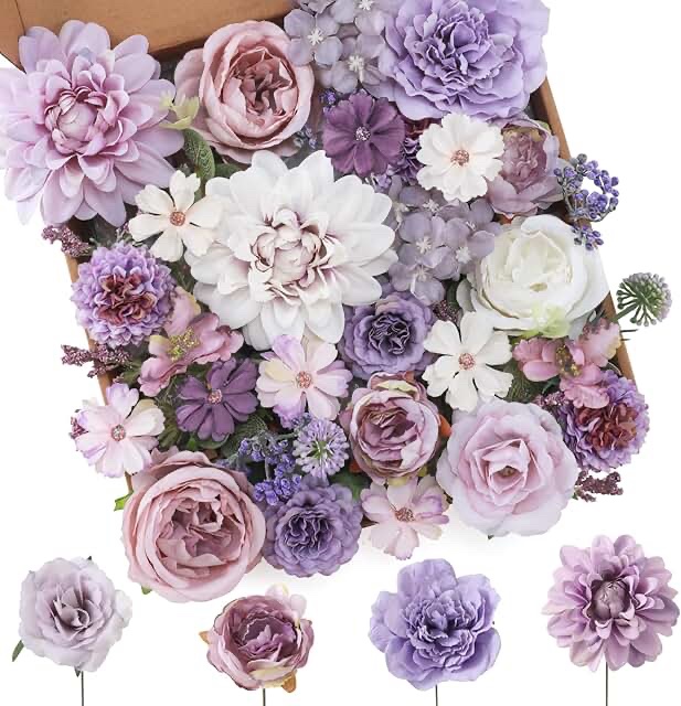 Artificial Floral Arrangement Set - Purple and White Themes
