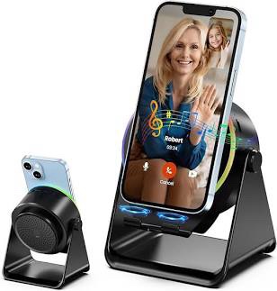 Induction BT Speaker with Phone Stand, Power Bank, & LED Light