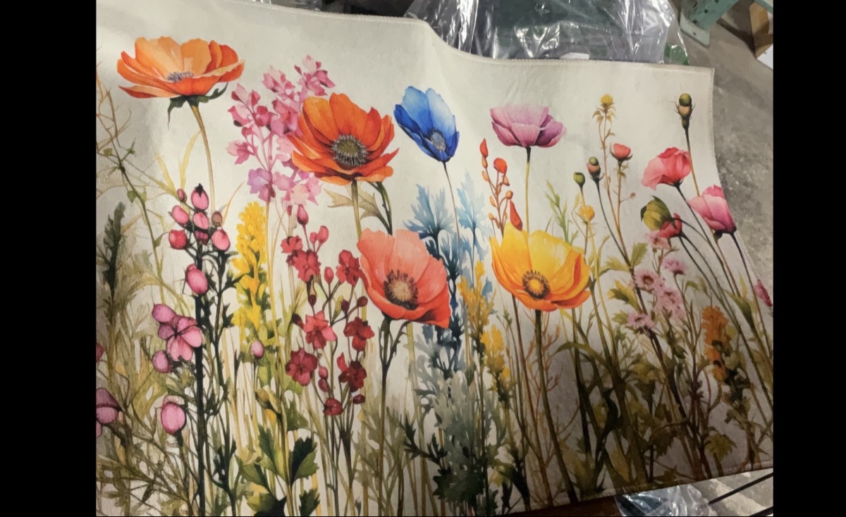 Decorative Floral Print Mat / Rug with Anti-Slip Backing