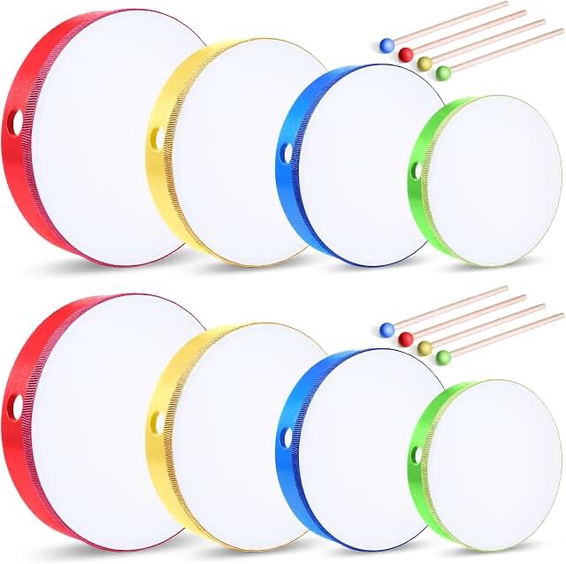 Kids Musical Percussion Drum Set - Multi-Color Nested Drums with Mallets