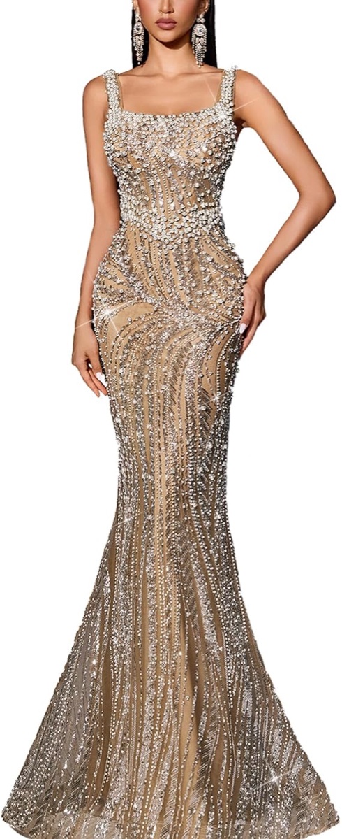 Prom/Pageant Gown with Pearl Embellishment