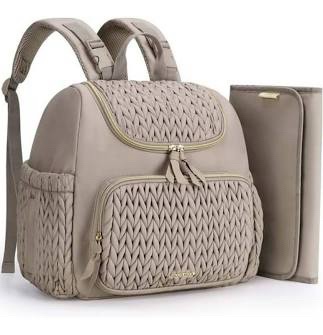 (Backpackonly)Mommori Quilted Diaper Backpack - Beige