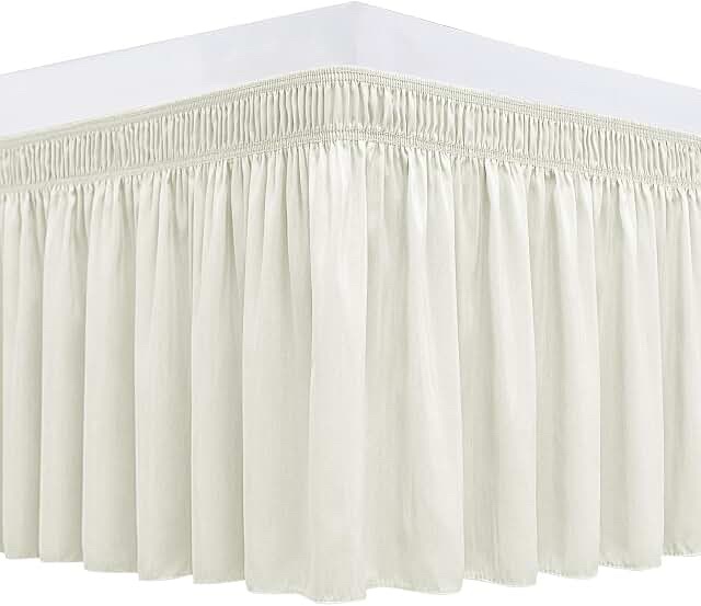 Biscaynebay Wrap Around Bed Skirt, Ivory, Queen Size, 19" Drop