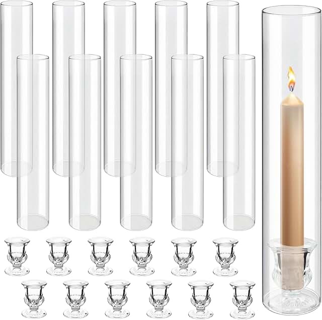Booson 12-Piece Hurricane Festival Decorative Candle Holder Set