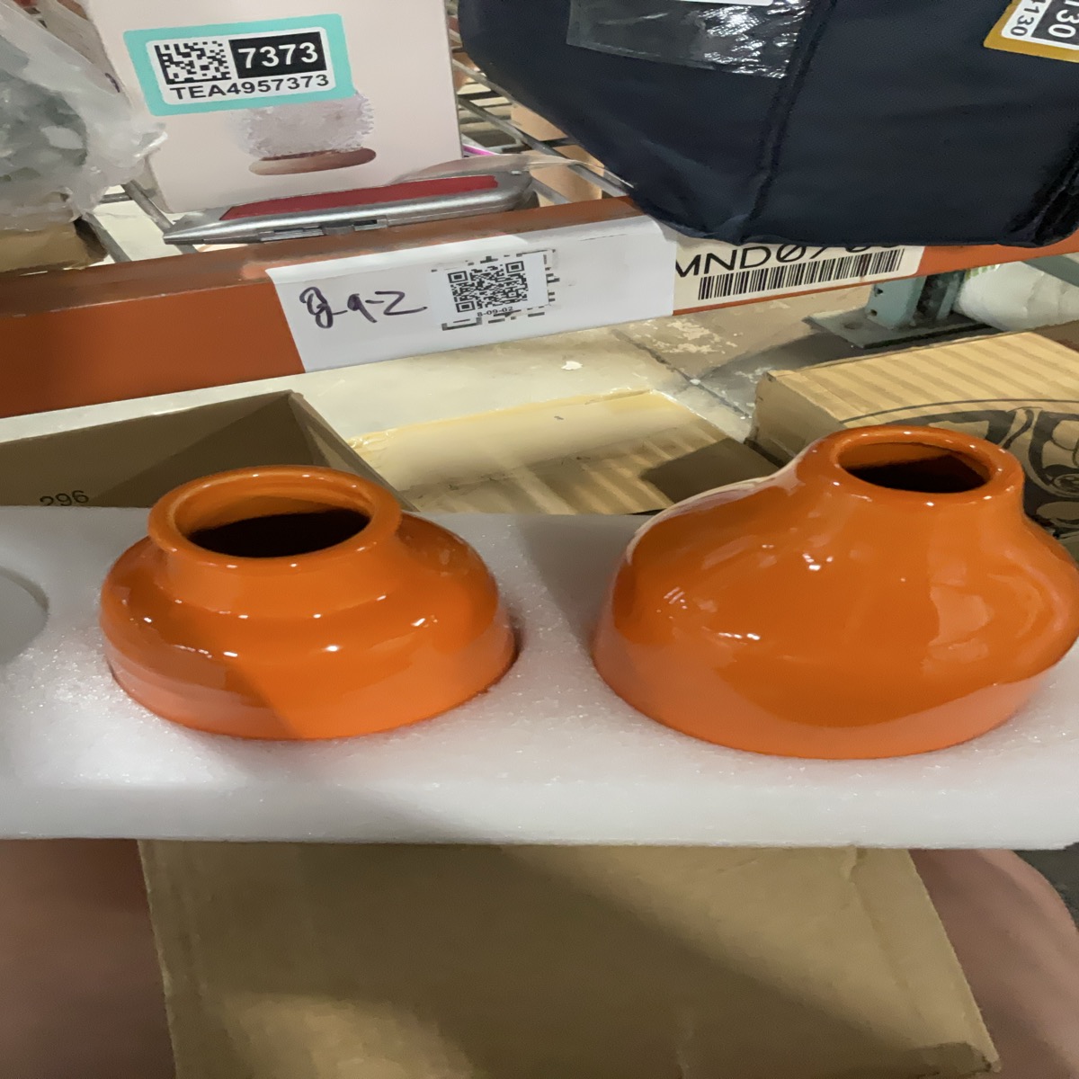 Modern Minimalist Orange Ceramic Vase Set, 2-Piece