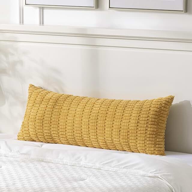 Yellow Ribbed Corduroy Throw Pillow