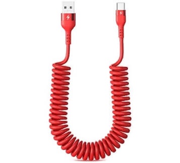 AGVEE 5ft Coiled USB-C Cable - Red