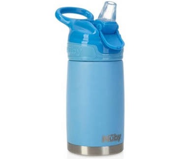 Nuby Thirsty Kids Flip-It Reflex Stainless Steel Water Canteen 10oz