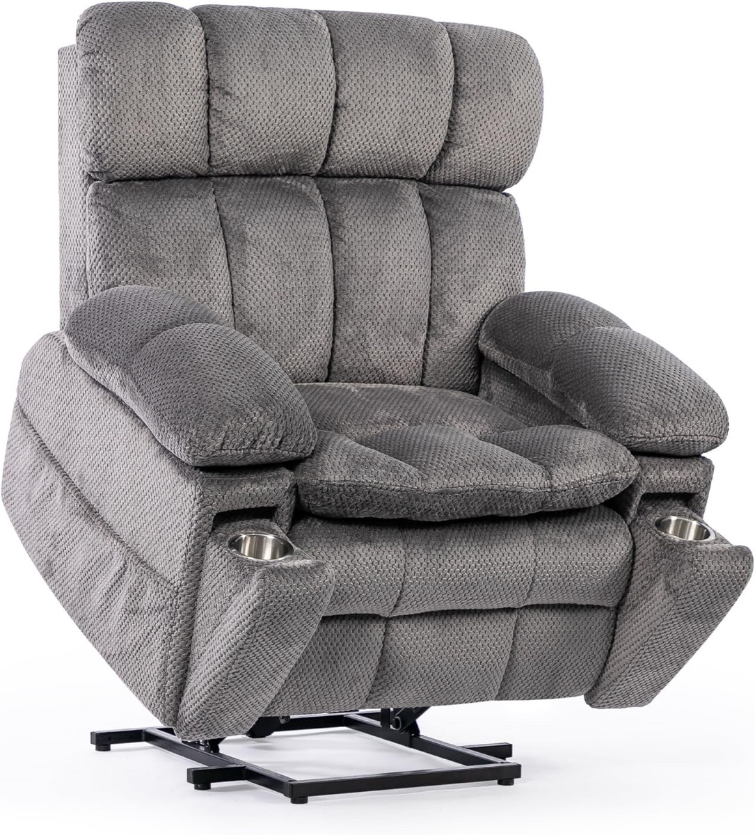 37.8" Wide Modern Lift Assist Reclining Chair With  Heated Massage, Adjustable Headrest, Hidden Armrest Storage & Cup Holders-Wayfair