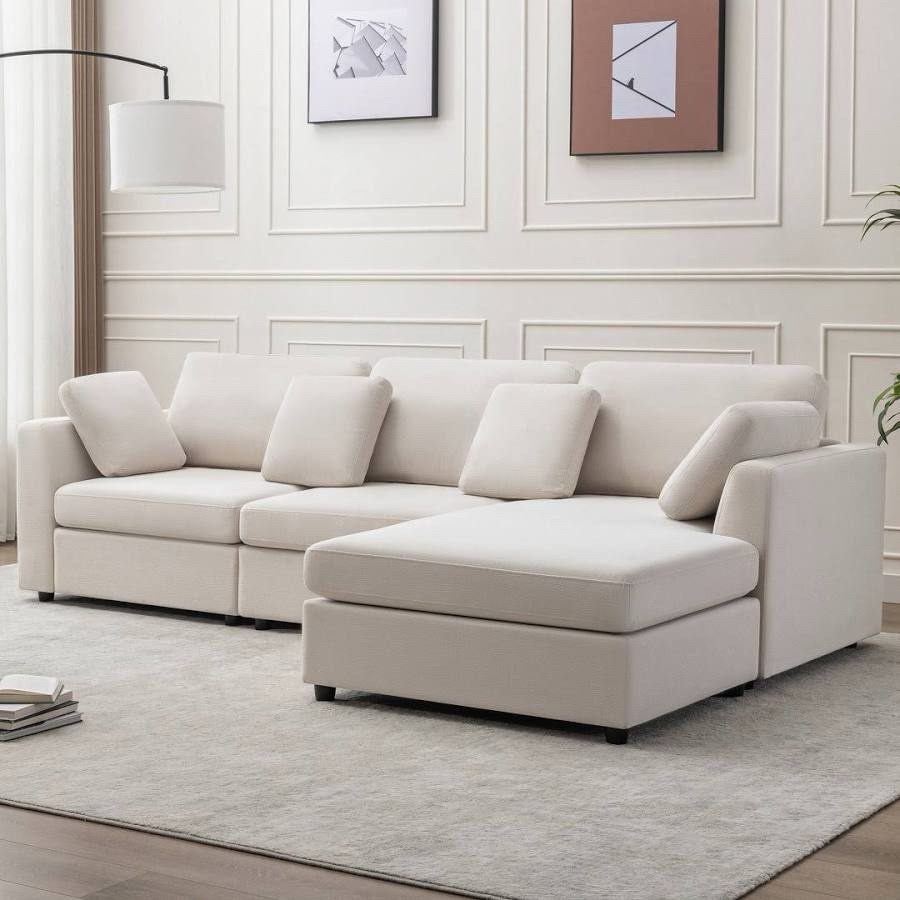 2 Arms, 6 Pillows And Ottoman Base