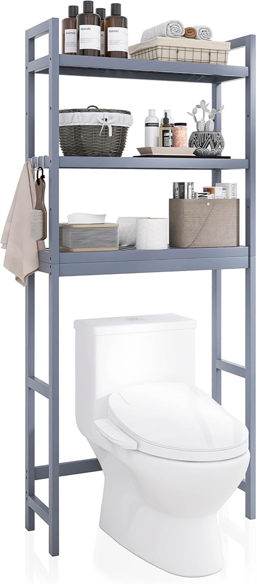 3-Tier Bamboo Over The Toilet Shelf - Gray