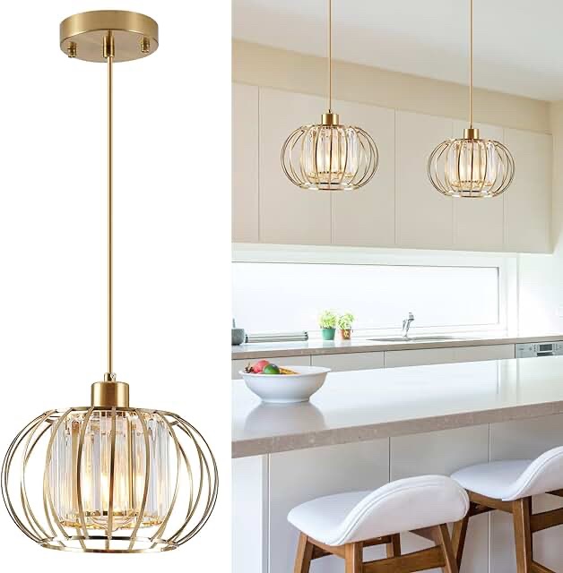 Modern Gold Crystal Mini Chandelier Pendant Light