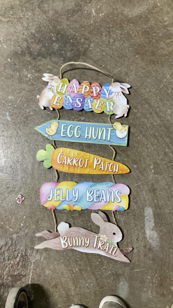 Easter Decorative Hanging Tiered Sign with Bunny and Spring Themes