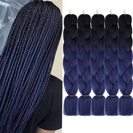 Hair Braiding Extension Set with Crochet Hook Tool, blue and black mix