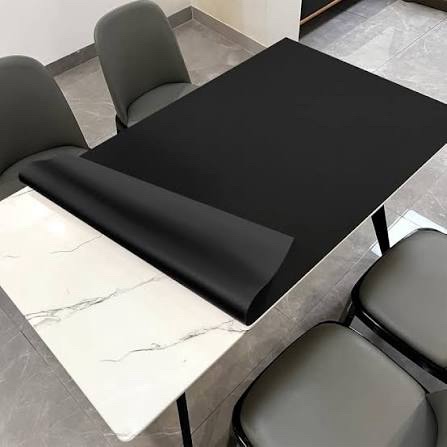Zinkooat Faux Leather Table Cover (Black+Black, 1.8mm Thick)