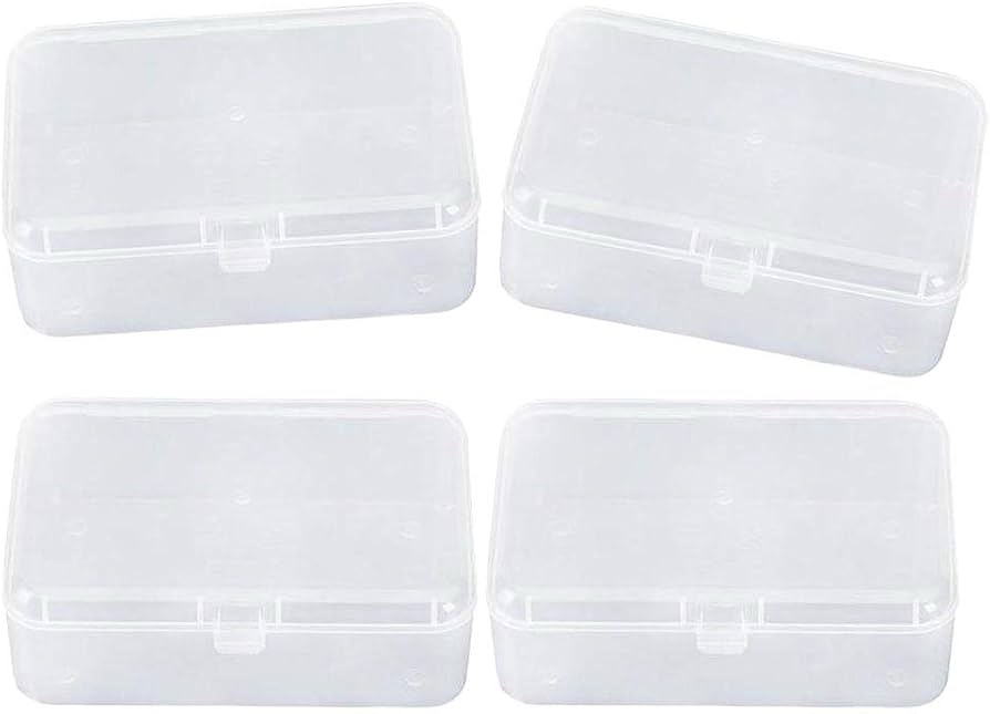 AKOAK Clear Polypropylene Storage Boxes - 4 Count (3.46" x 2.24" x 1.18")