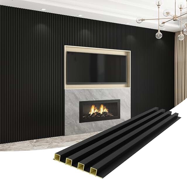 Unacoustics Acoustic Slat Wall Panels Black Reception Counter 8-Pack
