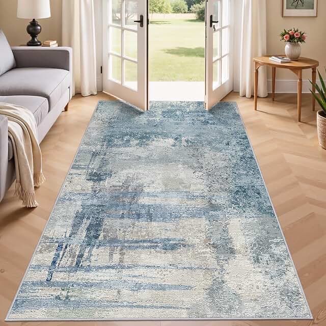 Indoor Area Rug - Polyester & TPR Backing - Abstract Blue