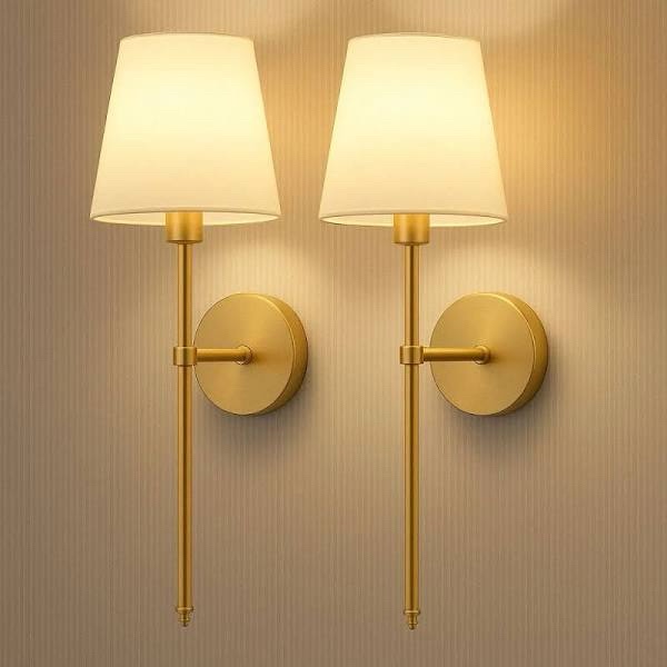 Battery Operated Wireless Rechargeable LED Wall Sconces with Remote (2-Pack)