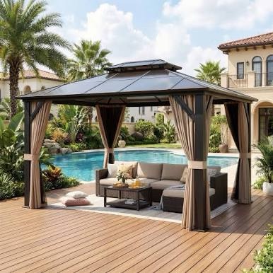 Hardtop Gazebo with Aluminum Frame and Dual-Layered Ventilation Roof