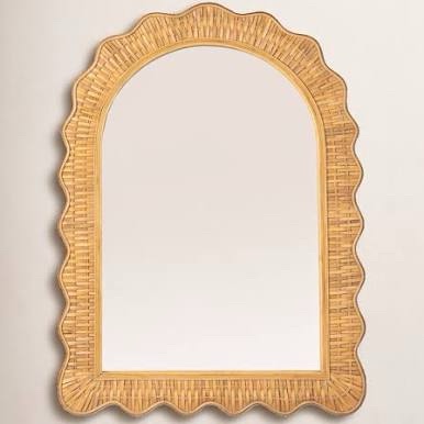 Rhea Arched Wall Mirror with Scalloped Wood Frame