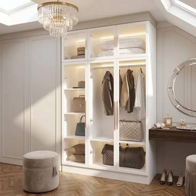 Prudhomme 74.8'' H X 47.2'' W X 19.2'' D Glass Door Armoire With Light