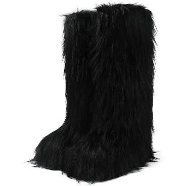Wnshonzy Long Fur Boots Black