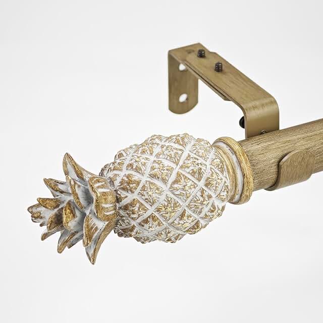 Decorative Pineapple Metal Curtain Rod Set