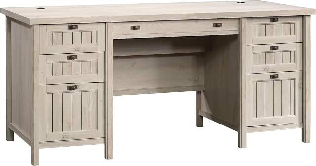 Box 2 of 2 **Sauder Executive Desk, Costa Collection, Chalked Chestnut Finish