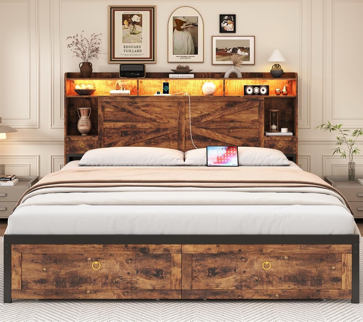 Charleston Twin 2 Drawers Wood Platform Bed with Guardrail