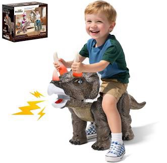 STYD Twinkoo Dinosaur Ride-On Toys for Toddlers, Realistic Triceratops Push Car, Brown