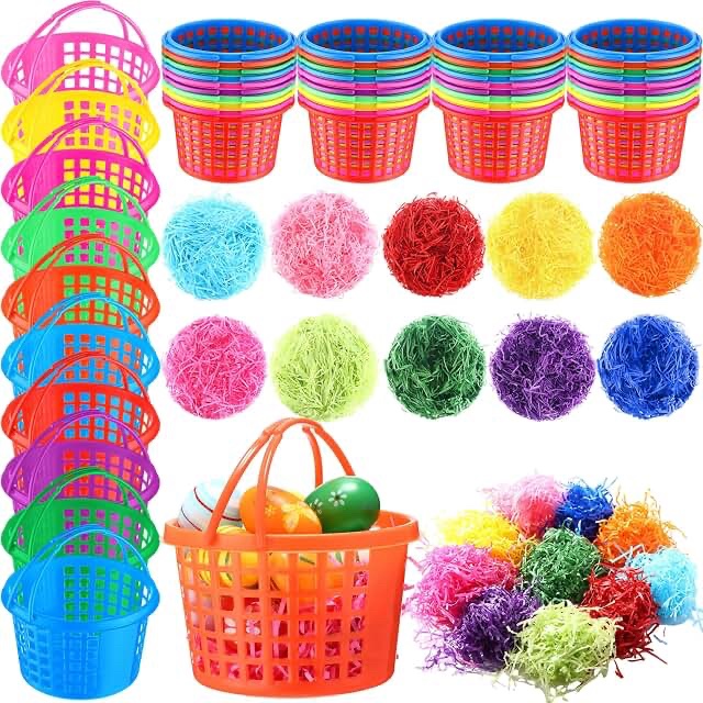 Wengik 18 Pcs Plastic Easter Basket Decorations Party Favors