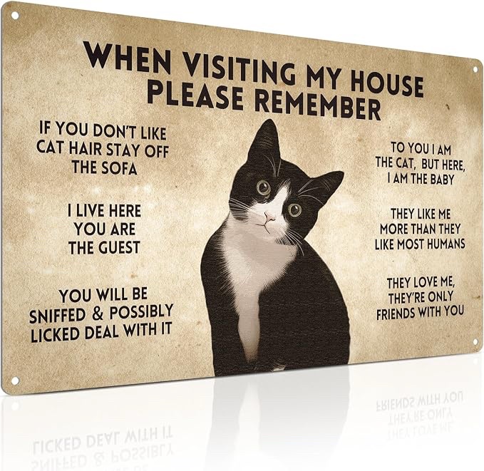 When Visiting My House Please Remember Cat Metal Sign