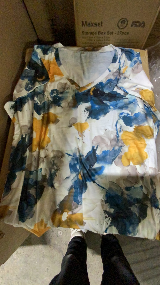 Floral Print V-Neck Short Sleeve Women's Top (XXL)